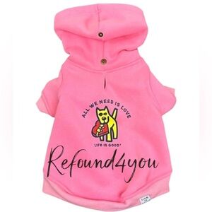 Life is good - ‘Valentine Hoodie - pink’ dog hoodie. SZ: XS,S. NWT